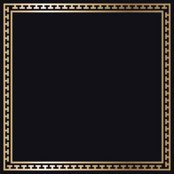 Greek gold frame on a black background, vector