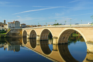 Bridge over the Dordogne river in Bergerac. New Aquitaine. France
