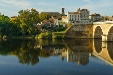 Bridge over the Dordogne river in Bergerac. New Aquitaine. France