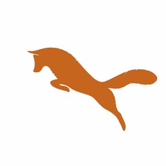 Fototapeta premium Vector drawing of a fox silhouette in a jump