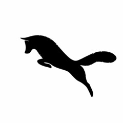 Vector drawing of a fox silhouette in a jump
