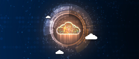 Cloud technology. Integrated digital web concept background - obrazy, fototapety, plakaty