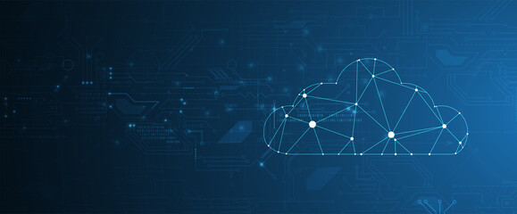 Cloud technology. Integrated digital web concept background