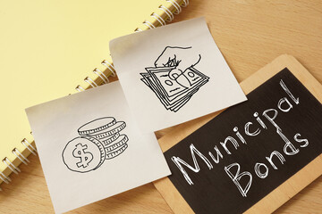 Municipal bonds is shown on the business photo using the text