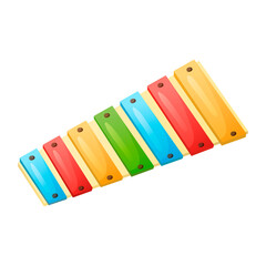 Vector cartoon illustration of children musical xylophone toy with multi-colored keys.