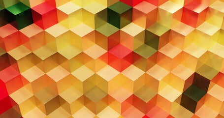Fototapeta premium Abstract background. Cube Panoramic Background. Colorful Graphic Design. 3d rendering. Multicolored cubes.