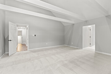Luxury mansion master bedroom with ceiling beams