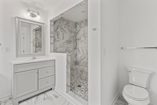Luxury mansion master bathroom modern shower and toilet
