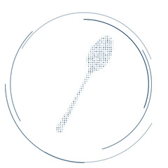 The spoon symbol filled with dark blue dots. Pointillism style. Vector illustration on white background