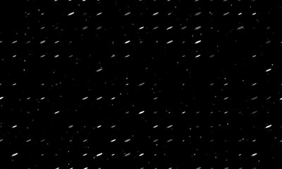 Seamless background pattern of evenly spaced white feather symbols of different sizes and opacity. Vector illustration on black background with stars