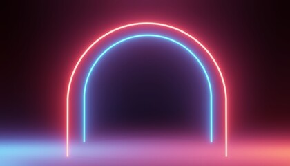 3d render of RGB neon light on darkness background. Abstract Laser lines show at night. Ultraviolet spectrum beam scene