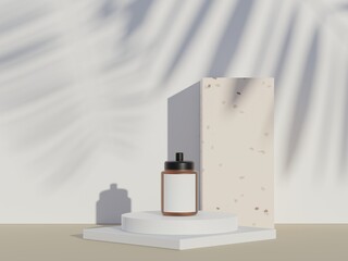 3d render of blank cosmetics skincare product or packaging for mock up. Terrazzo design. Beauty soap and spa concept. Lotion oil moisture for skin health. Premium and luxury design for branding.