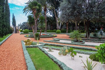 Amazing centerpiece of the Bahá'í Gardens in Haifa (on Mount Carmel). Next to the domed Bahá'í...