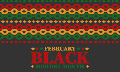 Obraz premium Black History Month in February. African American Culture and History. Celebrated annual in United States and Canada. In October in Great Britain. Vector poster, tradition ornament illustration