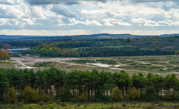 A View Over North Tidworth Tank Obstacle Course And Tidworth Camp, Home Of The Royal Tank Regiment, Viewed From Sidbury Hill