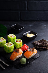 Traditional Japanese sushi rolls