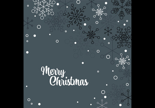 Merry Christmas Card with Minimalist Snowflakes Background