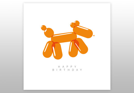 Happy Birthday Vector Illustration Card with Balloons Animal Dog