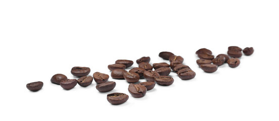Obraz premium Fresh roasted coffee beans on white background