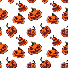 Vector children's seamless Halloween design. For banners, postcards for backgrounds and fabrics, hand-drawn.