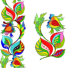 Obraz premium Vector.Seamless pattern.Decorative composition - paisley on a white background. Pattern in ethnic style. Flower composition. Use printed materials, signs, items, websites, posters, postcards.