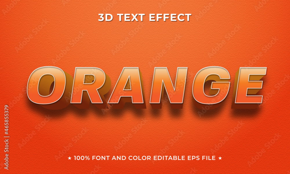 Fototapete editable 3d text effect orange gradient mockup concept with editable font, color, and size