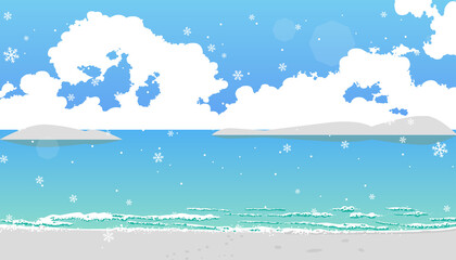 snowy winter sea illustration
