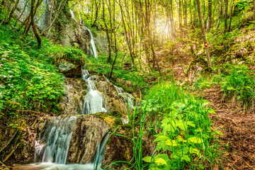 Fototapeta na wymiar Close up of Sopot waterfall, Samoborsko gorje Nature Park, Croatia.
