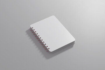 Realistic spiral notebook mockup, notepad with blank cover and spread for your design. Realistic copybook with shadows isolated on transparent background. 