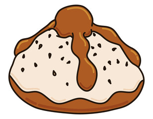 Delicious Bread of the Dead in flat style and outlines, Vector illustration