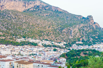 Obraz premium The white town of Ubrique under the mountain in Andalusia, Spain