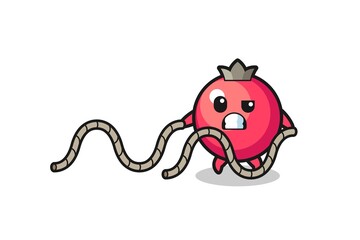 illustration of cranberry doing battle rope workout