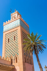 Fototapeta na wymiar Minaret of the Kasbah Mosque, Marrakech, Morocco