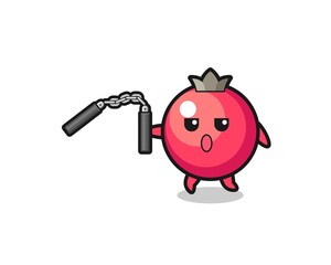 cartoon of cranberry using nunchaku