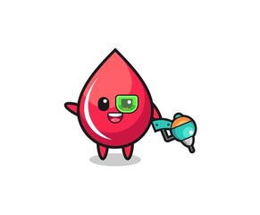 blood drop cartoon as future warrior mascot