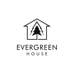 Home Logo Design Concept with Fir Pine Tree