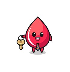 cute blood drop as a real estate agent mascot