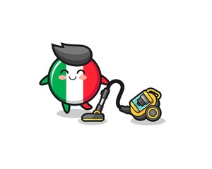 cute italy flag holding vacuum cleaner illustration