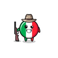 italy flag hunter mascot holding a gun