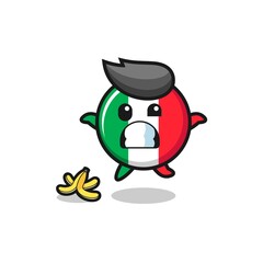 italy flag cartoon is slip on a banana peel