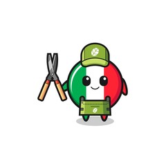 cute italy flag as gardener mascot