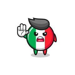 italy flag character doing stop gesture