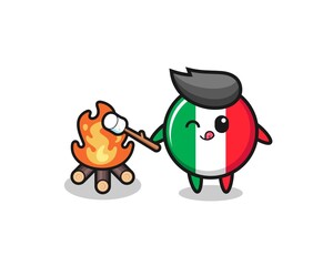 italy flag character is burning marshmallow