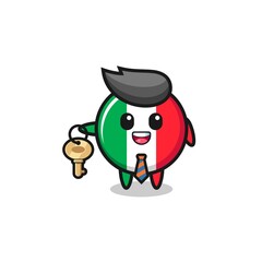cute italy flag as a real estate agent mascot