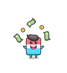 illustration of the eraser catching money falling from the sky