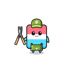 Fototapeta premium cute eraser as gardener mascot