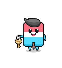 cute eraser as a real estate agent mascot