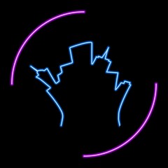 Home neon sign, modern glowing banner design, colorful modern design trend on black background. Vector illustration.