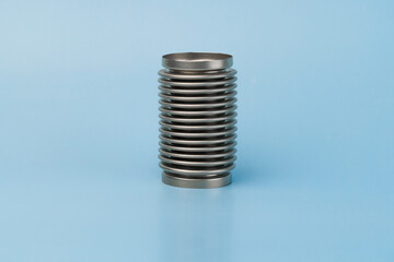Sylphon isolated isolated on blue background. Metal bellows. 