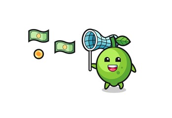 illustration of the lime catching flying money